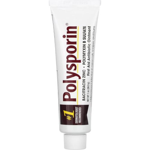 Polysporin First Aid Topical Antibiotic Skin Ointment With Bacitracin Zinc & Polymyxin B Sulfate, For Infection Protection & Wound Care, Neomycin-Free, Travel Size, 1 oz