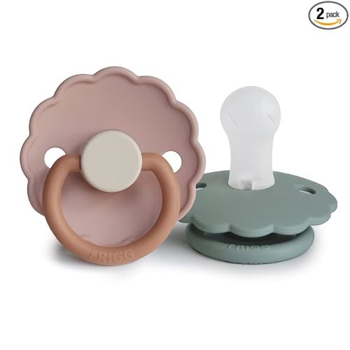FRIGG Daisy SilkySoft Silicone Baby Pacifier | Made in Denmark | BPA-Free (Biscuit/Lily Pad, 0-6 Months)