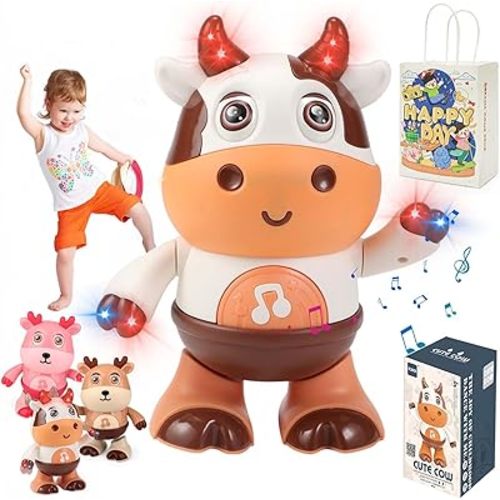Upgrade Boogie Cow Light Up Dancing Cow, Boogie Cow Toy, Light-Up Dancing Cow for Active Fun, Boogiecow Dancing Cow Toy, New Musical Dancing Cow/Deer Toy with Music and Led Lights (Cow)