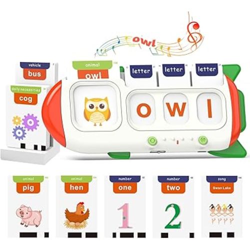 QuTZ Talking Flash Cards – CVC Word Spelling Games, Preschool Learning Activities Learning Toy, 107 Words Letter Matching Games, ABC Alphabet Flash Cards, Educational Toy for Toddler 3 4 5 6 Year Old