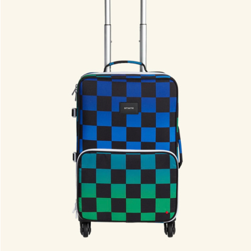 Logan Suitcase Printed Canvas Blue Checkerboard