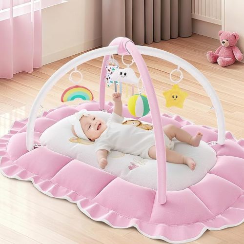 OCATO Baby Play Mat Tummy Time Mat Gym Girl Activity Center Baby Girl Gifts | Baby Play Gym from Baby to Toddler Skills Development Baby Essentials Baby Shower Gifts Boy Girl for Babies