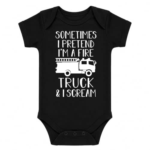 CBTwear Sometimes I Pretend I'm a Fire Truck Funny Baby Bodysuit | Silly fire-truck humor for expressive babies for baby showers, family visits, celebrations, and photos