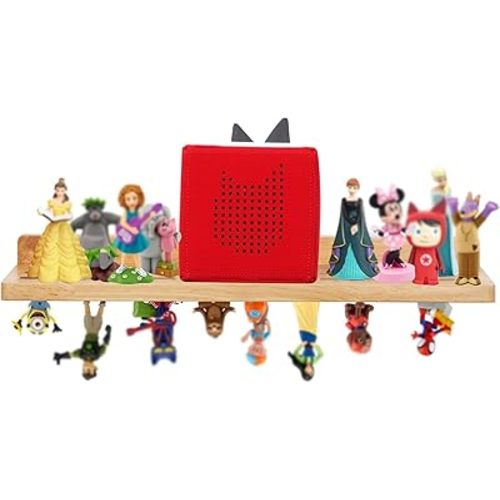 For Tonies Figures Shelf Magnetic,for Tonie Box Wall Shelves,for Tonies Characters Organizer Audio Toy Storage (Holds 36 Figurines),Compatible Charging Station for Children Kid's Room,Oak Wood