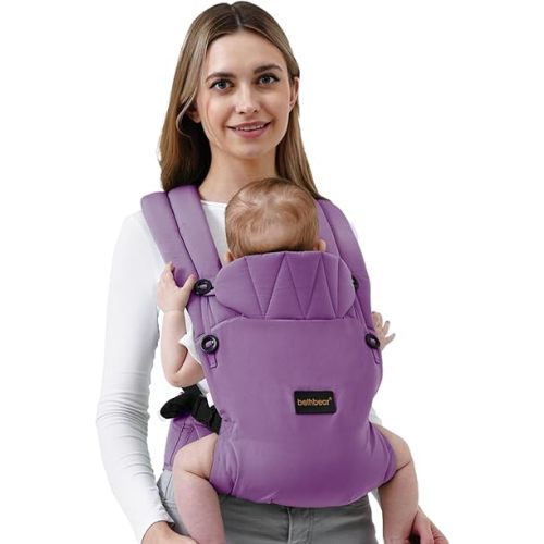 Baby Carrier Newborn to Toddler, 7-45 lbs with Natural Material, Ergonomic Design,Versatile and Adjustable,Hands Free for Moms&Dads,Purple