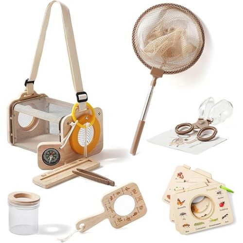 Bug Catcher Kit for Kids Explorer Kit, 10PCS Outdoor Bug Catching Kit with Magnifying Glass & Net, Adventure Set for Backyard & Camping, Fun Gift for Girls Boys