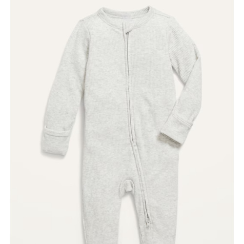 2-Way-Zip Sleep & Play Ribbed Footed One-Piece for Baby