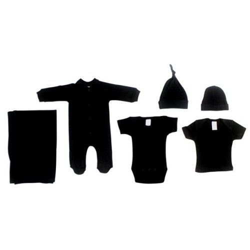 Bambini Black Newborn Baby Shower Layette Gift Set, 6pc (Baby Boys Or Baby Girls, Unisex) - Bambini Black Newborn Baby Shower Layette Gift Set, 6pc (Baby Boys Or Baby Girls, Unisex)