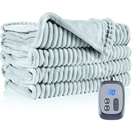 Electric Heated Blanket 72"x84" Full Size with 10 Heating Levels and 12 Hours Auto-Off Large Oversized Heating Blanket with Soft Plush Fabric for Bedding - Mint Green