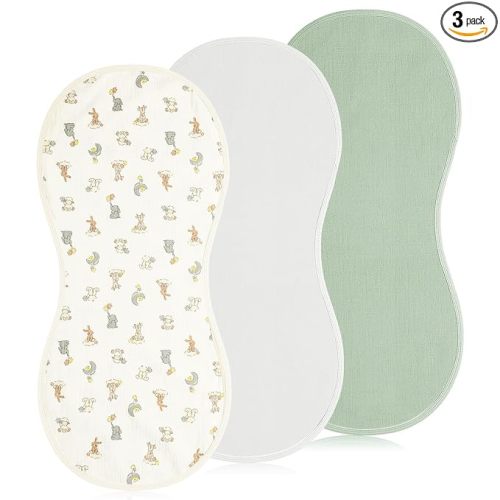 Hahafelt 3 Pcs Changing Pad Liners Fits in Peanut Shape Changing Pad Waterproof Diaper Mats Organic Cotton Peanut Mats are Warm on a Baby's Back, Washable Reusable(Bright Style,Green)