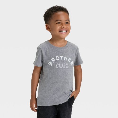 Toddler Boys' Short Sleeve Brother Club Graphic T-Shirt - Cat & Jack™ Gray 12M