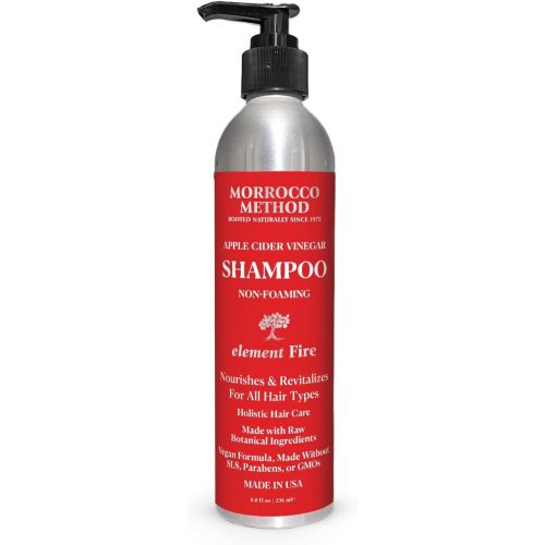 Morrocco Method Apple Cider Vinegar Non- Foaming Shampoo - All Natural. Unisex. Nourishes All Hair Types. Vegan. Mineral Rich. Chemical Free. Sustainable Aluminum Bottle (8 oz.)