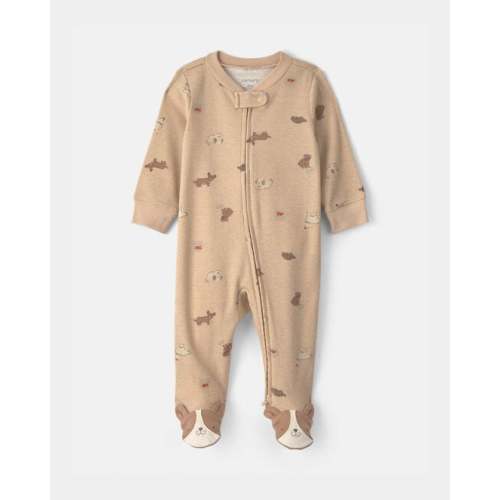 Baby Dog Cotton 2-Way Zip Sleep & Play Pajamas - Brown | Carter's