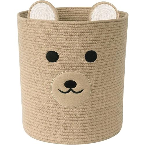 Bear Basket for Nursery, Baby Baskets for Storage, Baby Shower Baskets, Laundry Basket, Storage Hamper for Children Kids Toy Plant Indoor Corner (Light Brown)