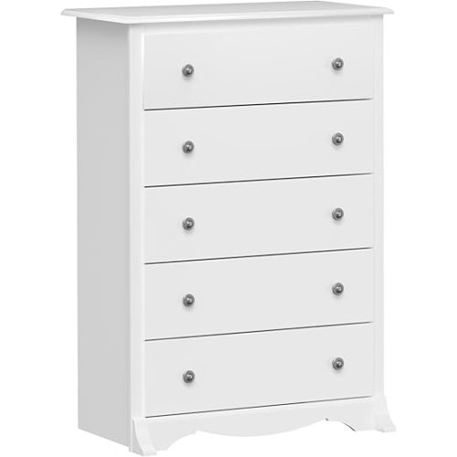 Prepac Sonoma Superior 5-Drawer Dresser for Bedroom - Spacious and Stylish Chest of Drawers, Measuring 17.75"D x 31.5"W x 44.75"H, In White Finish