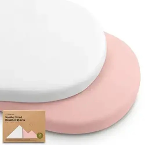 2-pk Organic Baby Bassinet Sheets Boys, Girls, Bassinet Fitted Sheet (Rose) | 100% Cotton Bassinet Mattress Sheets, Compatible with Halo Bassinest Swivel Sleeper, Graco, Baby Delight, Universal Fitted