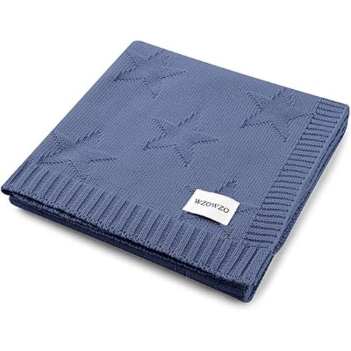 30x40 Inches Knitted Star Jacquard Baby Blanket with Soft Fleece Backing, Warm Skin-Friendly Newborn & Toddler Blanket - Ideal