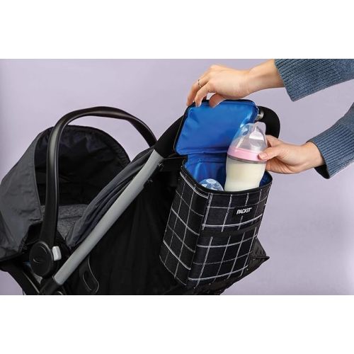 PackIt Freezable Double Bottle Bag, Built with EcoFreeze Technology, Antimicrobial lining, Collapsible, Reusable, Zip Closure, Buckle Handle, Perfect for Breastmilk and Formula On the Go