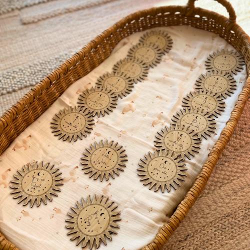 Wooden Baby Milestone Cards, Sun Monthly Discs, Newborn Photo Prop