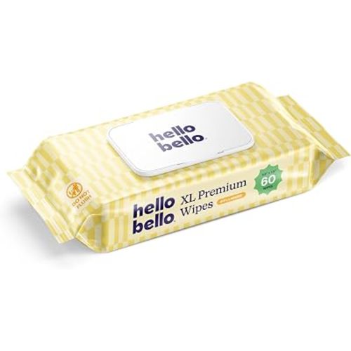 Hello Bello XL Baby Wipes, Fragrance-Free & Over 40% Larger, 60ct