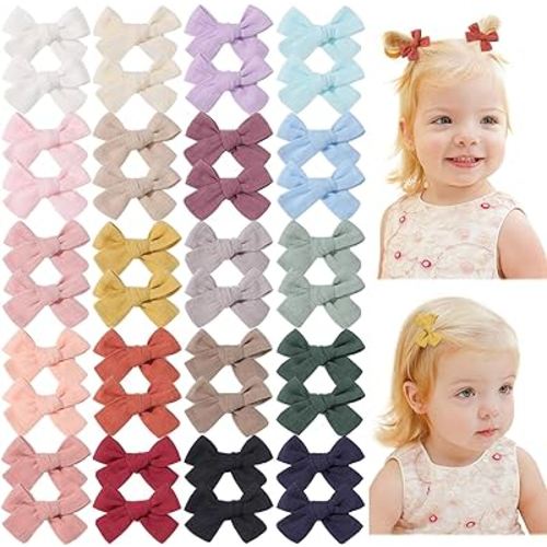 jollybows Mini Lined Hair Clips Bows for Babies, Infants, Toddlers, Girls and Teens - 40pcs 2" Tiny Barrettes
