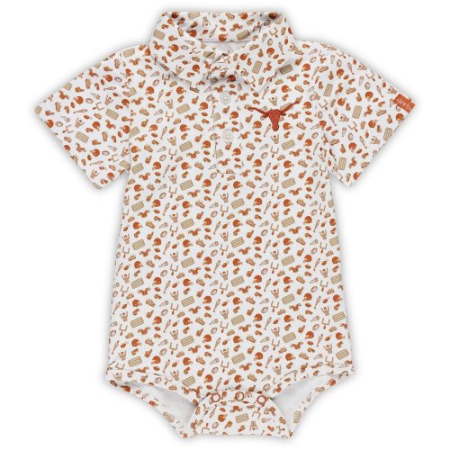Garb Burnt Texas Longhorns Tom Allover Print Performance Polo Bodysuit