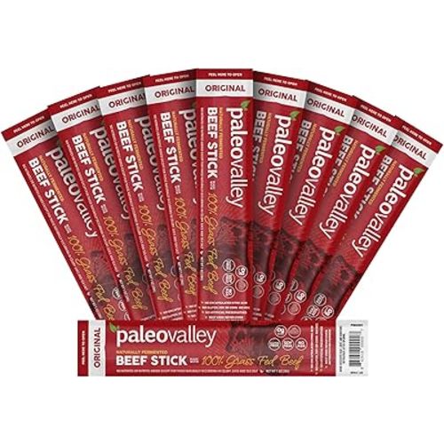 Paleovalley 100% Grass Fed Original Beef Sticks - Delicious Gluten Free Beef Snack - High Protein Keto Friendly