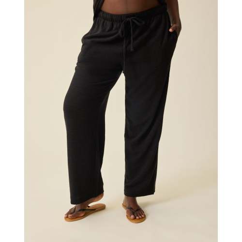 Luxe Terry Maternity & Postpartum Pant | Black & Ivory Stripe - Kindred Bravely