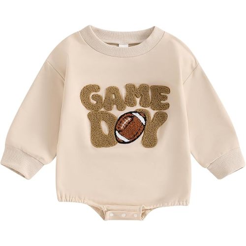 VISGOGO Newborn Infant Baby Boy Girls Oversized Romper Little Dude Sweater Onesie Coming Home Outfit Neutral Clothes
