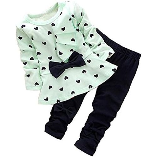 Cute Toddler Baby Girls Clothes Set Long Sleeve T-Shirt and Pants Kids 2pcs Outfits