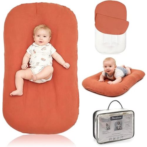Baby Lounger - Snuggle Cozy Me Infant Support Cushion for Newborns | Breathable & Soft, Portable Awake-Time Pad, Essential Baby Gift (Lounger Cover Included)