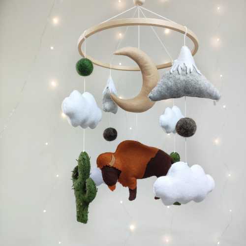 American Bison Baby Mobile, Yellowstone Nursery Decor, Godmother Gift