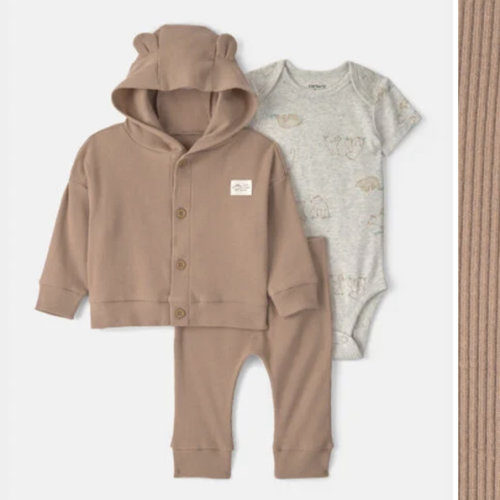 Baby 3-Piece Bear Layering Set - Grey/Brown | Carter's