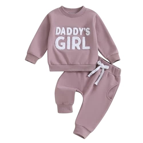 Toddler Baby Girl Clothes Long Sleeve Letter Print Sweatshirt and Stretch Jogger Pants Newborn Fall Winter Outfit