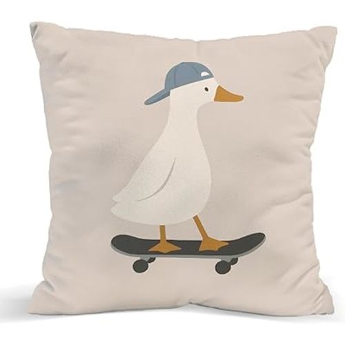 Boys Girls Duck Throw Pillow Cover for Kids Bedroom, 18x18 inch