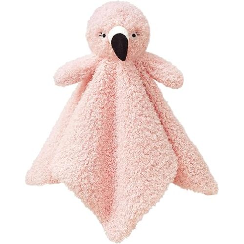 Baby Pink Flamingo Soft Stuffed Animal Security Blanket, Plush Flamingo Character Lovey Blanket, Baby Shower/Nursery Gift, Newborn Infant Toddler Snuggle Blankie for Boys Girls, 14 Inches