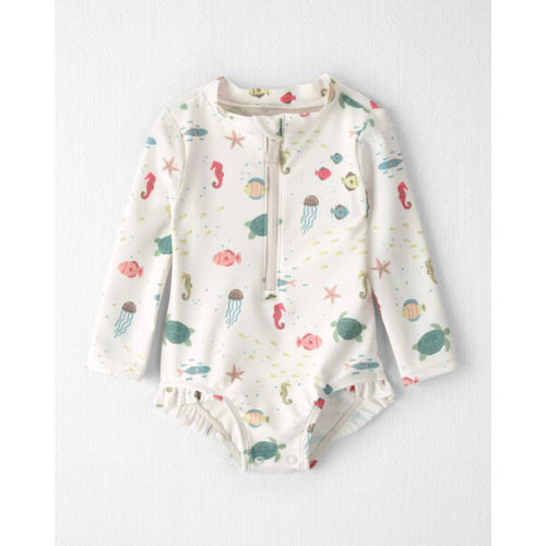 Baby Girl Recycled Rashguard Swimsuit in Under the Sea - Little Planet | Carter's