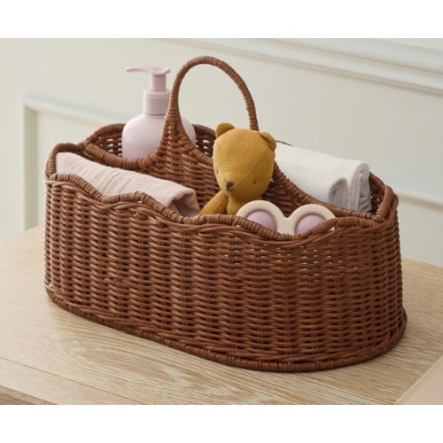 Scallop Rattan Diaper Caddy Organizer | West Elm