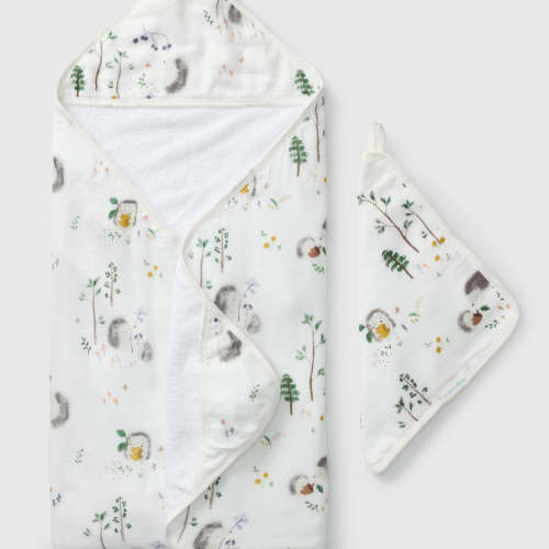 Baby Hooded Towel Set, Muslin & Terry - Hedgehogs – LOULOU LOLLIPOP CA