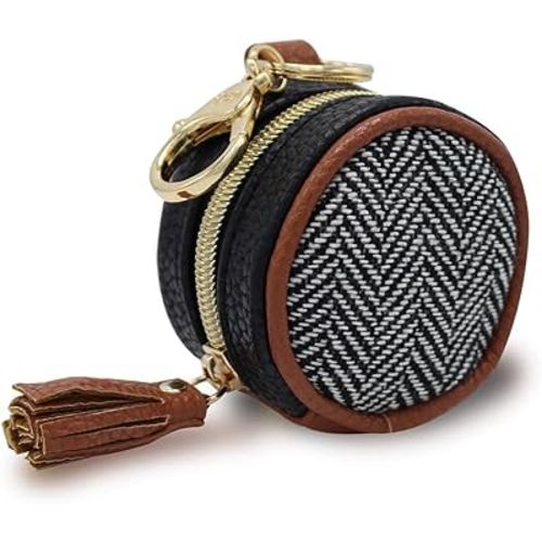 Itzy Ritzy Pacifier Holder Case with Clip - Pacifier Case Includes Clasp to Easily Attach to a Diaper Bag or Purse, Measures 2.5" in Diameter and Holds 2 Pacifiers (Coffee & Cream)