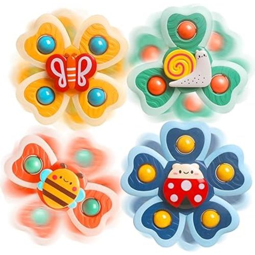 Spinner Toys for Babies,Baby Fidget Spinner Suction Sensory Car Seat Toys for 6-12 Month,Travel Airplane Toy Birthday Gift for Infants Newborn 0-6 Months Boys Girls