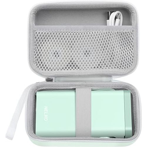 Nelko Genuine Case for P21 Label Maker, Compatible with Phomemo D30 D35 Label Maker, for NIIMBOT D11 D110, for JADENS/Memoking/SUPVAN, Box with Mesh Pocket for Batteries Accessories (Case Only), Green