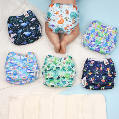 POCKET DIAPER 3.0 WITH INSERTS - 6 PACK(Forest & Sky)
