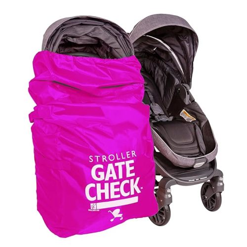 J.L. Childress Gate Check Travel Bag for Single & Double Stroller, Neon Pink