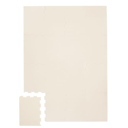 3 Sprouts Baby Foam Play Mat - Soft Foam Floor Tiles for Kids with Interlocking Puzzle Mats for Toddler Playroom - Safe 100% EVA Pads, Non-Toxic Waterproof Playmat - Cream