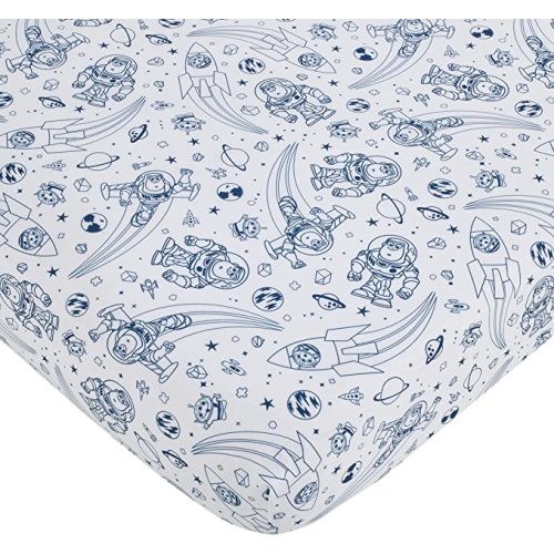 Disney Toy Story Outta This World Blue and White Fitted Crib Sheet