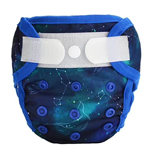 Newborn Baby Cloth Diaper Cover Nappy Hook and Loop (Stars Whales)