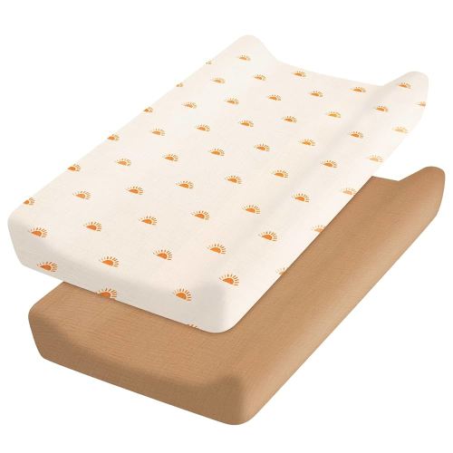 2 Pcs Changing Pad Cover, Soft Changing Pad Sheets, Changing Table Pad Cover, Cotton Fitted Diaper Changing Table Cover Set, Baby Diaper Change Table Pad Covers, 32x16x3.15in (Style 2)