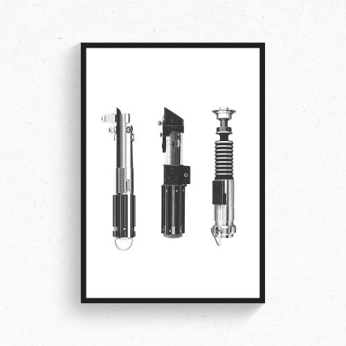 Star Wars Lightsaber Art Print: Skywalker Trilogy Home Decor