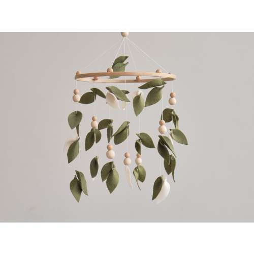 Baby forest mobile, Leaf crib mobile, Green floral nursery mobile, Boho baby mobile, Hanging mobile, Green mobile, Baby shower gift